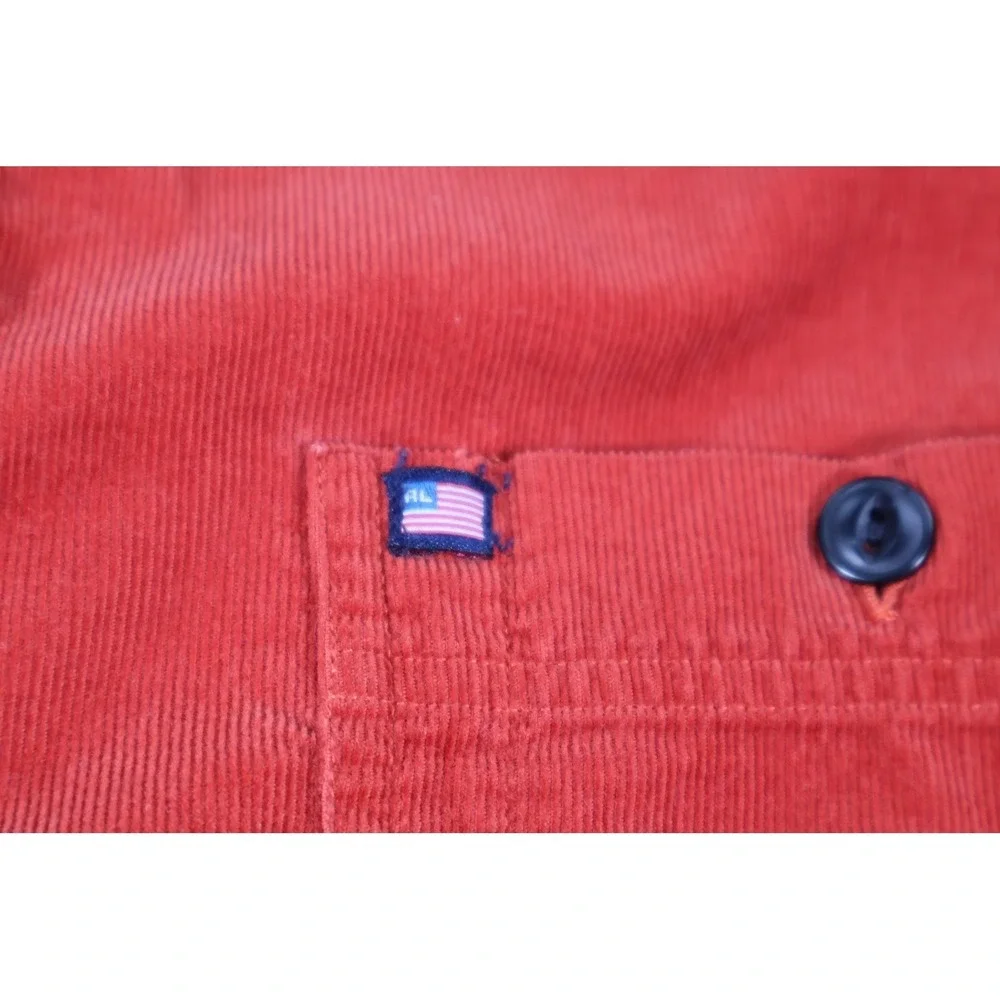 Polo Ralph Lauren Corduroy Mens Large Red Vintage Button Up Pocket Shirt